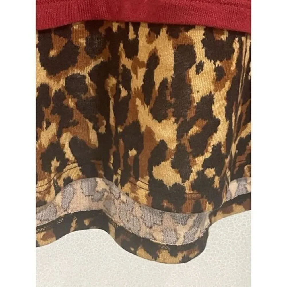 Reborn J Burgundy Red Cheetah Print Hem‎ and Sleeve Cuffs 2XL Tunic - Picture 7 of 11